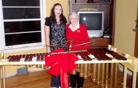 Lia & Grandmother with new 4 octave marimba