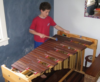 P3 DIY marimba built at home by 8 year old Greg